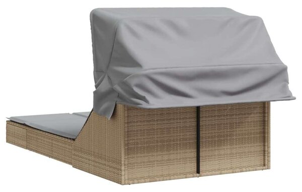 VidaXL Dupla Napozóágy - Polyrattan - Bézs - 200x100cm