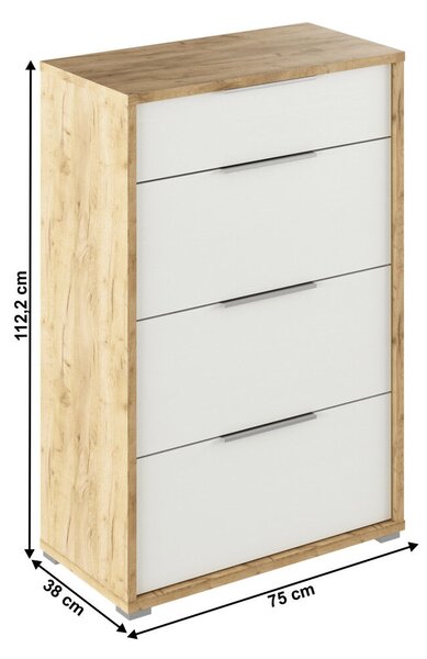 Komód fiókokkal, artisan tölgy/fehér, RIOMA TYP 22