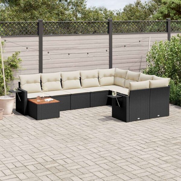 VidaXL Polyrattan Kerti Ülőgarnitúra - 10 részes - Fekete