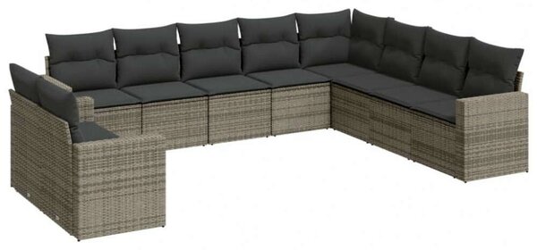 VidaXL Polyrattan Kerti Ülőgarnitúra - 10 részes - Szürke