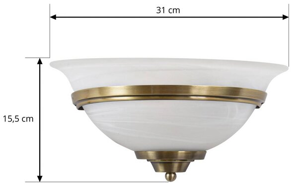 Lindby Irimia fali világítás, 31 cm, antikrémszínű, üveg, dimmelhető, Bronz / antik sárgaréz, Nappali / Étkező, Üveg, Antik