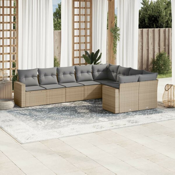 VidaXL Polyrattan Kerti Ülőgarnitúra - 9 részes - Bézs