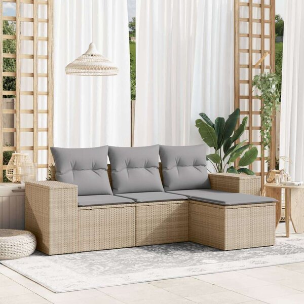 VidaXL Polyrattan Kerti Ülőgarnitúra - 4 részes - Bézs
