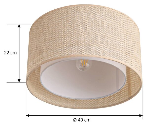 Lindby mennyezeti lámpa Soula, Ø 40 cm, bézs, műanyag, E27, dimmelhető, Krém / borostyánsárga, Nappali / Étkező, Műanyag, Vidéki otthon / Rusztikus