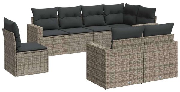 VidaXL Polyrattan Kerti Ülőgarnitúra - Szürke - 8 részes