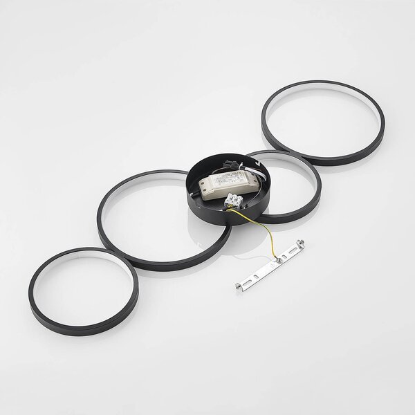 Lindby LED mennyezeti világítás Evengeline, fekete, alumínium, 88 cm, Fekete, Nappali / Étkező, Alumínium, Modern