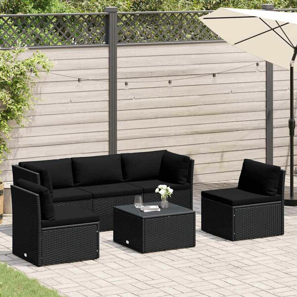 Polyrattan Kerti Bútorszett - 4 részes - Fekete