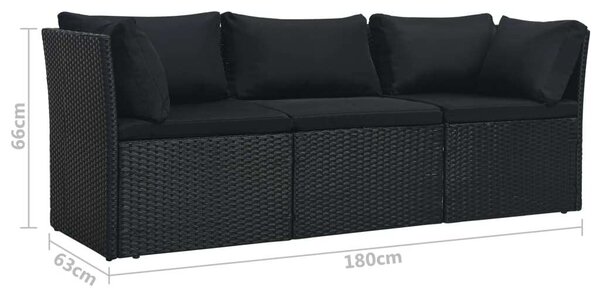 Polyrattan Kerti Bútorszett - 4 részes - Fekete