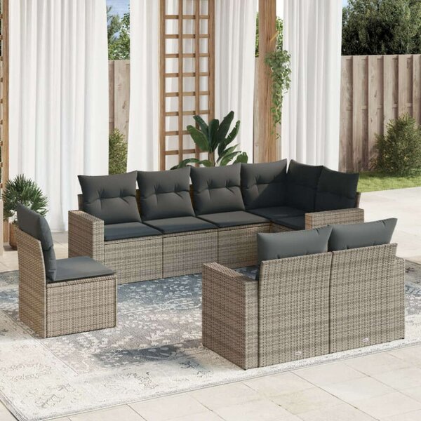 VidaXL Polyrattan Kerti Ülőgarnitúra - Szürke - 8 részes