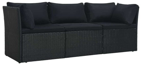 Polyrattan Kerti Bútorszett - 4 részes - Fekete