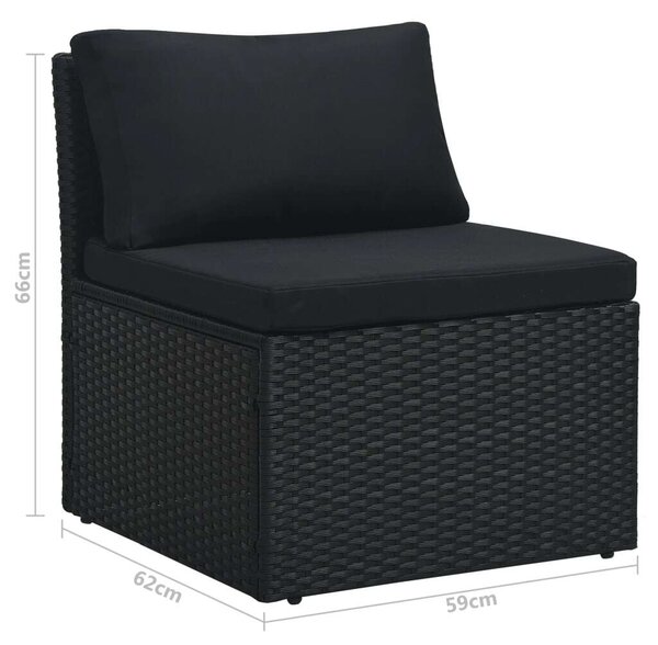 Polyrattan Kerti Bútorszett - 4 részes - Fekete