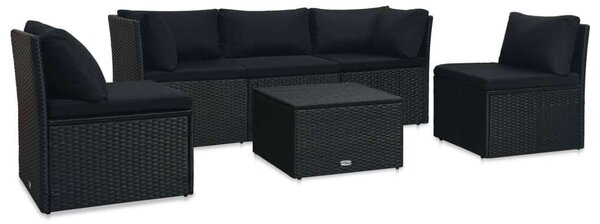 Polyrattan Kerti Bútorszett - 4 részes - Fekete