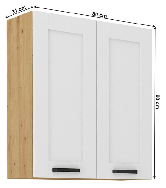 Felső szekrény, fehér/artisan tölgy, LULA 80 G-90 2 F