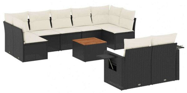 VidaXL Polyrattan Kerti Ülőgarnitúra - 10 részes - Fekete