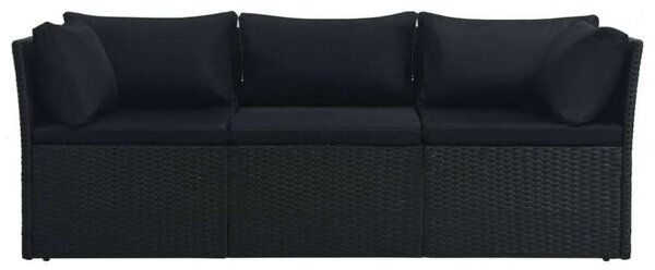 Polyrattan Kerti Bútorszett - 4 részes - Fekete