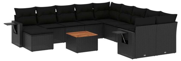 VidaXL Polyrattan Kerti Ülőgarnitúra - 12 részes - Fekete
