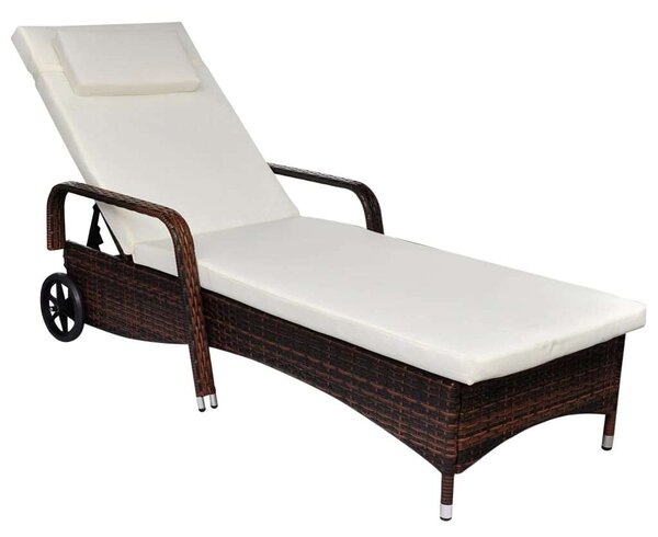 VidaXL Napozóágy - Barna Polyrattan - 198cm