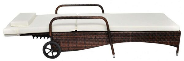 VidaXL Napozóágy - Barna Polyrattan - 198cm