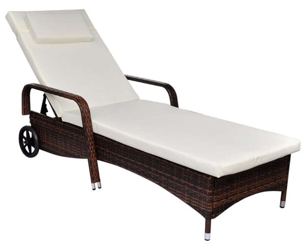 VidaXL Napozóágy - Barna Polyrattan - 198cm