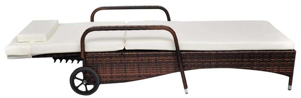 VidaXL Napozóágy - Barna Polyrattan - 198cm
