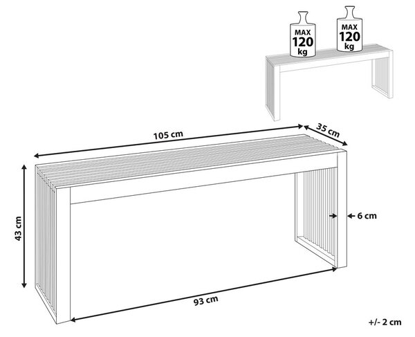 Kerti pad BELLANO 105 cm Akácfa Barna
