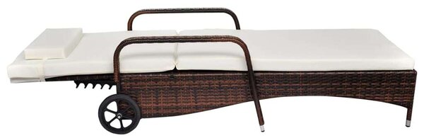 VidaXL Napozóágy - Barna Polyrattan - 198cm