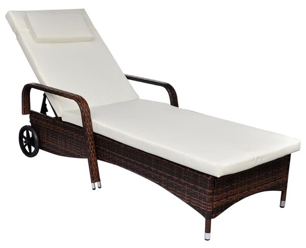 VidaXL Napozóágy - Barna Polyrattan - 198cm