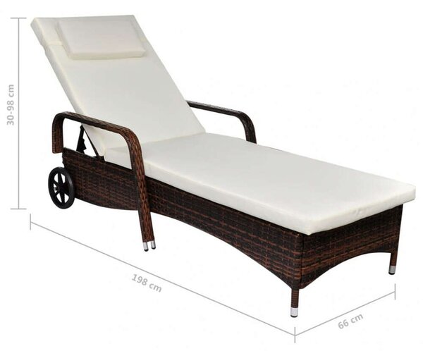 VidaXL Napozóágy - Barna Polyrattan - 198cm