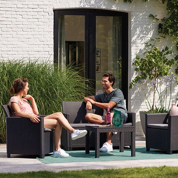 ALLIBERT CLAIRE - 5 részes Műrattan Kertbútor Szett - Szürke