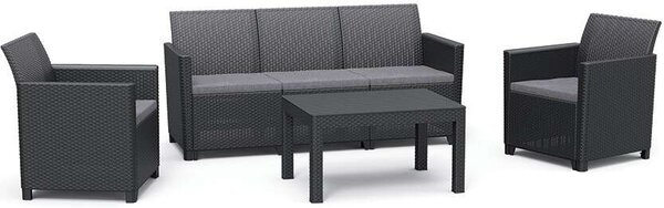 ALLIBERT CLAIRE - 5 részes Műrattan Kertbútor Szett - Szürke