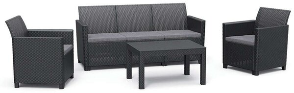 ALLIBERT CLAIRE - 5 részes Műrattan Kertbútor Szett - Szürke