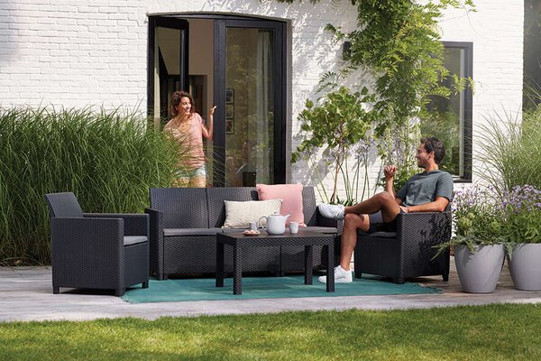 ALLIBERT CLAIRE - 5 részes Műrattan Kertbútor Szett - Szürke