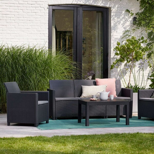 ALLIBERT CLAIRE - 5 részes Műrattan Kertbútor Szett - Szürke