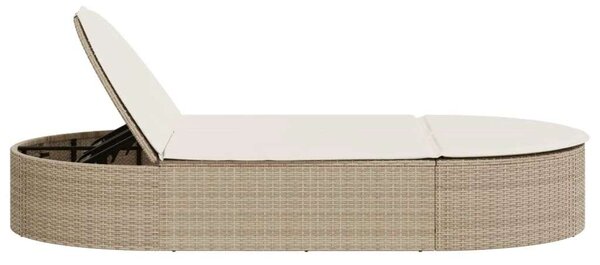 VidaXL Dupla Napozóágy - Polyrattan - 200cm, Bézs