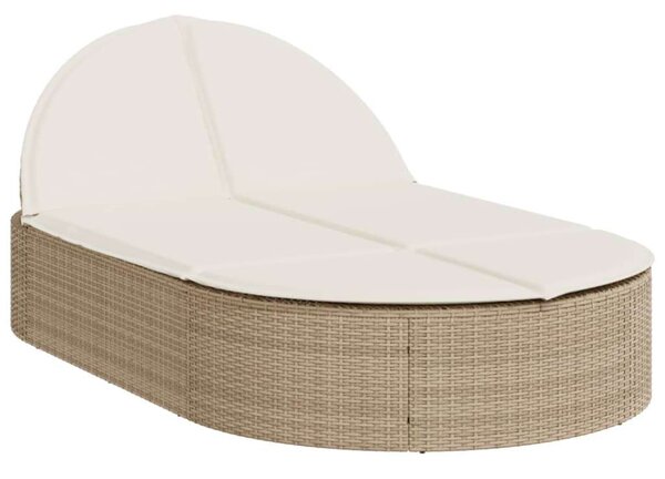 VidaXL Dupla Napozóágy - Polyrattan - 200cm, Bézs