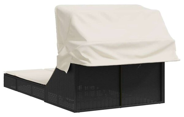 VidaXL Dupla Napozóágy - Polyrattan - 200x100 cm, Fekete