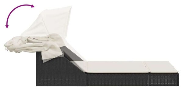 VidaXL Dupla Napozóágy - Polyrattan - 200x100 cm, Fekete