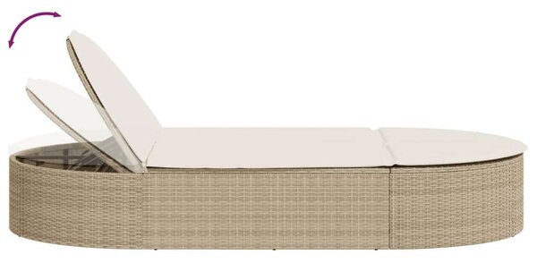 VidaXL Dupla Napozóágy - Polyrattan - 200cm, Bézs