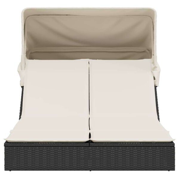 VidaXL Dupla Napozóágy - Polyrattan - 200x100 cm, Fekete