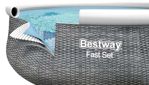 Bestway Marbella 457x107cm Puhafalú medence vízforgatóval, szűrőbetéttel, létrával (FFA045) - szürke