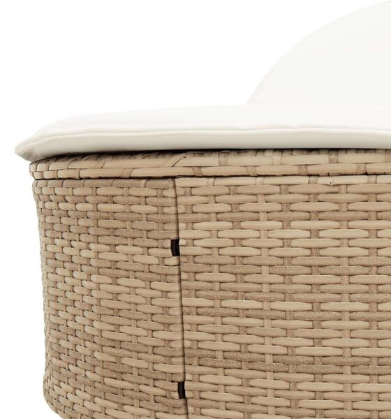 VidaXL Dupla Napozóágy - Polyrattan - 200cm, Bézs
