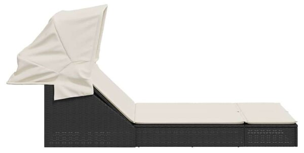 VidaXL Dupla Napozóágy - Polyrattan - 200x100 cm, Fekete