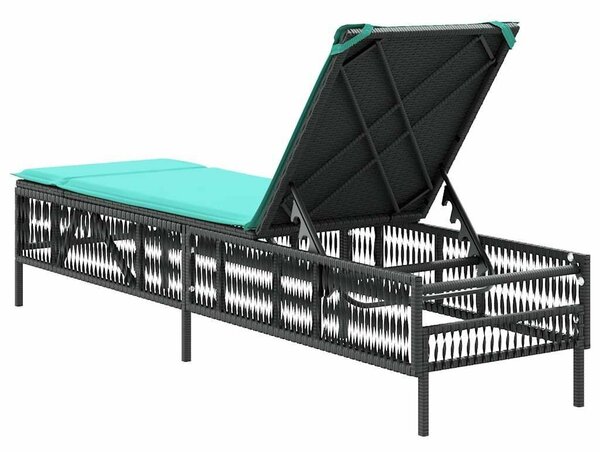 VidaXL polyrattan napozóágy párnával, Fekete