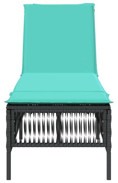 VidaXL polyrattan napozóágy párnával, Fekete