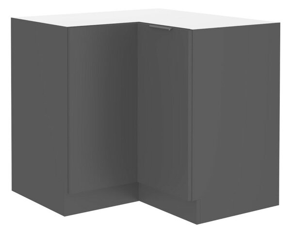 Alsó sarokszekrény, fekete, SIBER 90x90 DN 2F BB