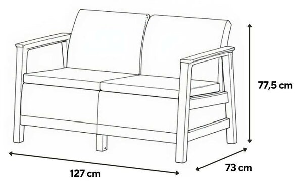 Scandi Box max linea duo kerti bútor szett jute tárolós asztallal grafit-hűvösszürke