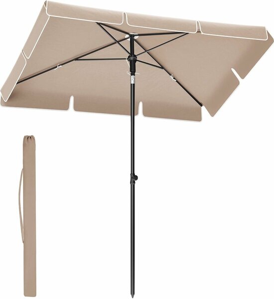 Állítható terasz- vagy kerti napernyő, 2 irányba dönthető, UV-védelem UPF 50+, tokkal, 230x150 cm, taupe barna színben