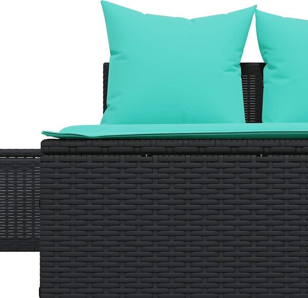 VidaXL polyrattan kétszemélyes napozóágy párnákkal, Fekete