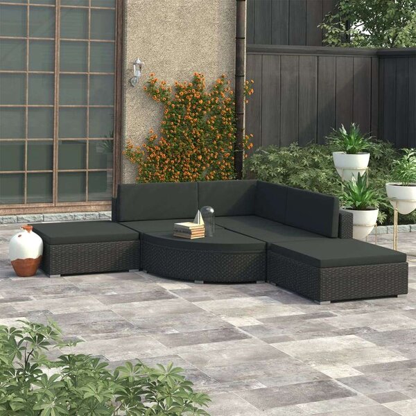 VidaXL Polyrattan Kerti Ülőgarnitúra - 6 részes - Fekete
