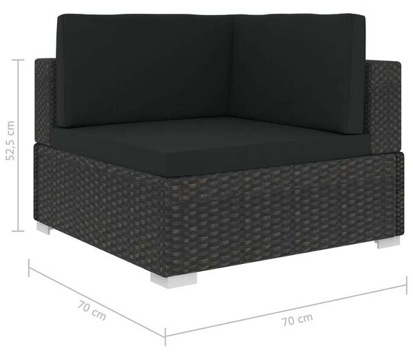 VidaXL Polyrattan Kerti Ülőgarnitúra - 6 részes - Fekete